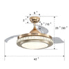Retractable LED Ceiling Fan with Lights Crystal Chandelier Dimmable Lamp Remote