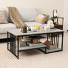 Modern Faux Marble Coffee Table 2-Tier Rectangular Accent Table Chic Cocktail