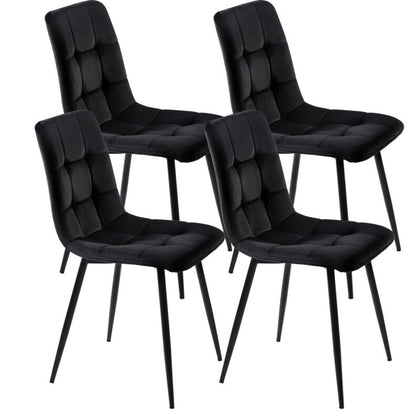 4 Pcs Velvet Dining Chairs Set Soft Padded Seat Metal Leg Office Kitchen Black