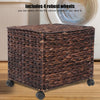 Mobile Seagrass Basket Hamper Clothes Toys Blanket Closet Storage Box with Lid