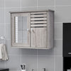 Wall Bathroom Cabinet Storage Cupboard Double Doors with Mirror & Shelves Wooden