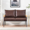 Luxury 2 Seater Deep Brown Faux Leather Sofa Armchair Couch Living Room Offices