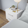 White Bedside Cabinet Table Push to Open High Gloss LED Nightstand 2 Drawers
