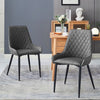 2pcs Faux Leather Cushioned Dining Chairs Set Metal legs Restaurant Chair Grey