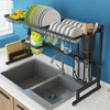 2-Tier Metal Over Sink Dish Drying Rack Adjustable Large Drain Strainer Basket