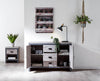 Large Grey Sideboard Storage Unit 2 Drawers 3 Doors Metal Handles Industrial