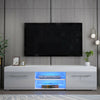 Modern TV Unit Stand Cabinet High Gloss Grey 2 Drawers Glass Shelf & LED Light