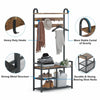 Functional Coat Rack Stand with Shoe Rack Storage Shelf & 9 Hooks Entryway Bench