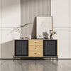 Console Wood Sideboard Cabinet 2 Rattan Door 3 Drawer Media TV Stand Cupboar