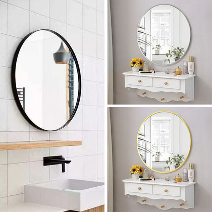 Wall Mounted Mirror 40/50/60/80cm Round Bathroom Bedroom Makeup Vanity Mirror