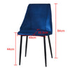 2* Blue Velvet Dining Chairs Kitchen Dining room Padded High Back Metal Legs