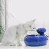 1.6L Blue Lotus Pet Drinking Water Fountain Cat Electric Automatic Bowl Filter