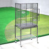 Metal Bird Cage Rolling Metal Parrot Cage w/ Storage Shelf Square Cage W/door