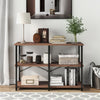3-Tier Console Table Wodd Sofa Table Steel Frame Industrial Storage Shelf Brown