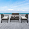 4Pcs Rattan Garden Furniture Set Sofa Patio Outdoor Table Wicker Chairs Brown