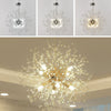 LED Ceiling Light Firework Pendant Vintage Lampshade Chandelier Crystal Droplets