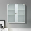 Single/Double Door Wall Mount Cabinet Cupboard Storage Shelf Glass Wood Bathroom