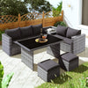 7 Seater Rattan Garden Patio Corner Sofa Set with Side Storage and Cushions NS