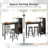 3 PCS Kitchen Dining Table Set Industrial Pub Table & Stools w/ Storage Shelves