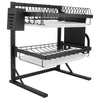 2‑Tier Sturdy Stainless Steel Metal Dish Drainer Drying Rack Kitchen Organizer