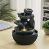 Indoor Stone Fountain Water Feature LED Lights Polyresin Statues Home Desk Decor