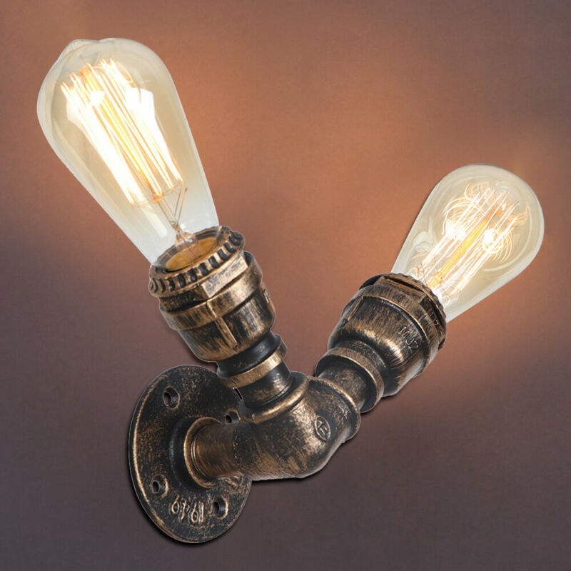 LEDSone Vintage Steampunk Industrial Wall Lamp | 3-Light Metal Waterpipe Fixture, E27, Brushed Finish