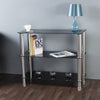 Black Glass 3 Tier Shelving Unit Shelf Storage Display Cabinet Metal Chrome Legs