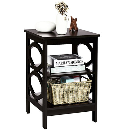 3-Tier Multifunctional Nightstand Stable Sofa Bed Side Table with Storage Shelf