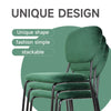 4PCS Velvet Dining Chairs Green Stackable Fabric Chairs Metal Leg Home Office