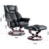 Black Sofa Recliner Armchair Lounge Leather Swivel Chair W/ Foot Stool Wood Base