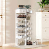 Double Row 7 Tier Shoe Storage Cabinet Wooden Boots Stand Racks Organizers Unit