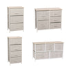 Fabric Cabinets Storage Unit Chest of 4 Drawers Bedside Table Organiser Beige