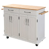 White Kitchen Island Breakfast Bar Block Cabinet Storage Trolley Cart Table Home