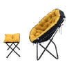 Portable Upholstered Garden Moon Chair Folding Armchair Recliner Sofa With Stool
