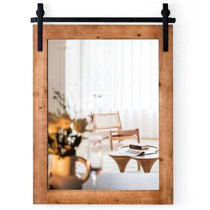 Farmhouse Wall Mirror Rustic Wall Mounted Mirror Rectangle Decorative Mirror
