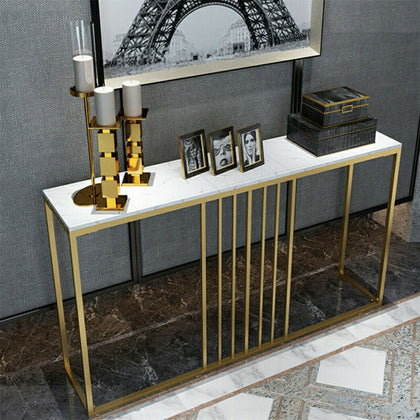 Slim Hallway Console Table Marble Metal Narrow Modern Side Sofa Industrial Stand