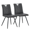 2Pcs Dining Chairs Retro Faux Leather Grey V Stripe Seat Metal Leg High Back