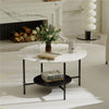 High Gloss Marble Coffee Table Large 2 Layer Side End Table Living Room Bedroom