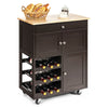 Rolling Kitchen Storage Trolley Cart Cupboard Island Cabinet 3 Tier Wine Rack