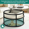 Round Coffee Table Beige Lift Up Top Magazine Storage Box Black Metal Frame