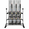 Portable 24 Rods Rack Fishing Rod Pole Holder Stand Organizer Storage Tool Black