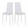 2pcs White High Back Ripple Lines Dining Chairs Metal Legs Kitchen Dining Room