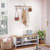Hallway Furniture Set Shoe Bench Storage Cabinet Coat Rack with 5 Hooks Entryway
