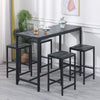 5Pcs Black Marble Bar Table & 4 Stools Breakfast Kitchen Dining Set Bar Bistro