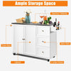 Rolling Kitchen Cart w/ 3 Drawers Kitchen Island w/ Towel Rack and Spice Rack