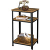 End Table Rustic Industrial End Telephone Table w/ 2-Tier Shelves for Any Rooms