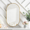 Wall Mounted Oval Mirror Bathroom Bedroom Make-Up Dressing Mirror Black/Gold