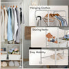 Corner Clothes Rail Rolling Garment Rack Drying Rack With Top Rod Lower Storage