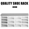 Multi-Storage Shoe Rack w/ 14 Compartments Cushion Moving Shelves for Home White