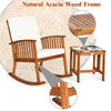 Patio Wooden Rocking Armchair Bistro Seat Home Garden Furniture Set w/ Table